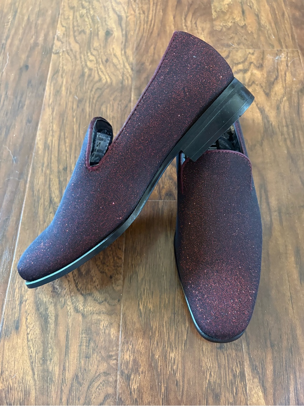 Couture 1901 Burgundy Sparkle Slip On Loafers Mens Size 7
